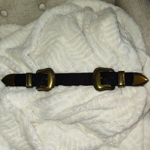 Vince Camuto Black and Tan Double Buckle Belt